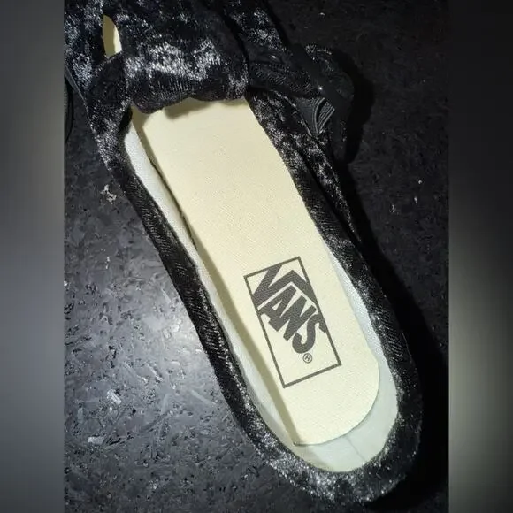 NEW VANS SOLID BLACK STYLE 93 CRUSHED VELVET MARY JANE SNEAKERS WITH BUCKLE 9.5 - Picture 11 of 13
